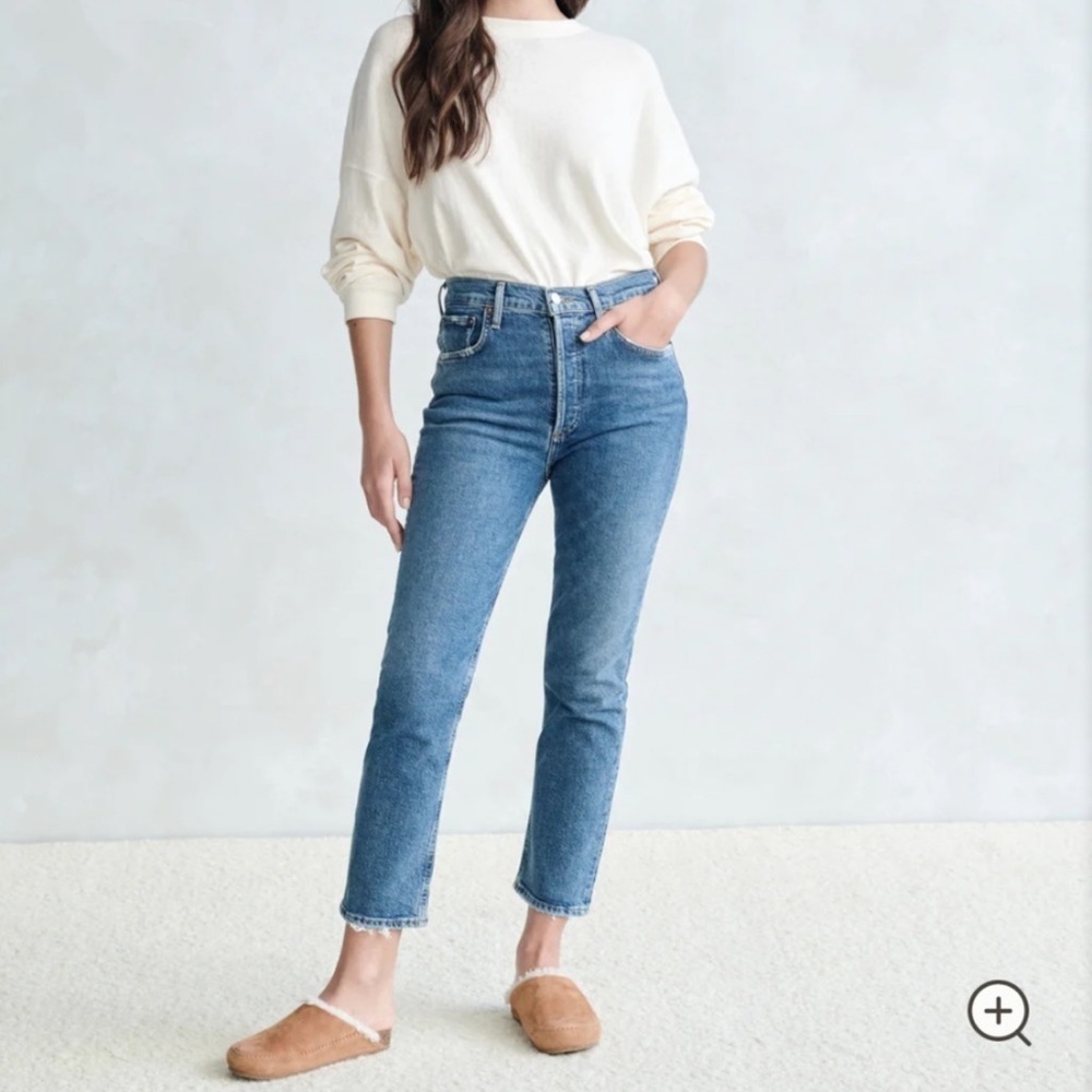 Madewell straight crop distressed jeans